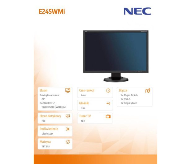 Nec MultiSync E245WMi czarny - 366148 - zdjęcie 9